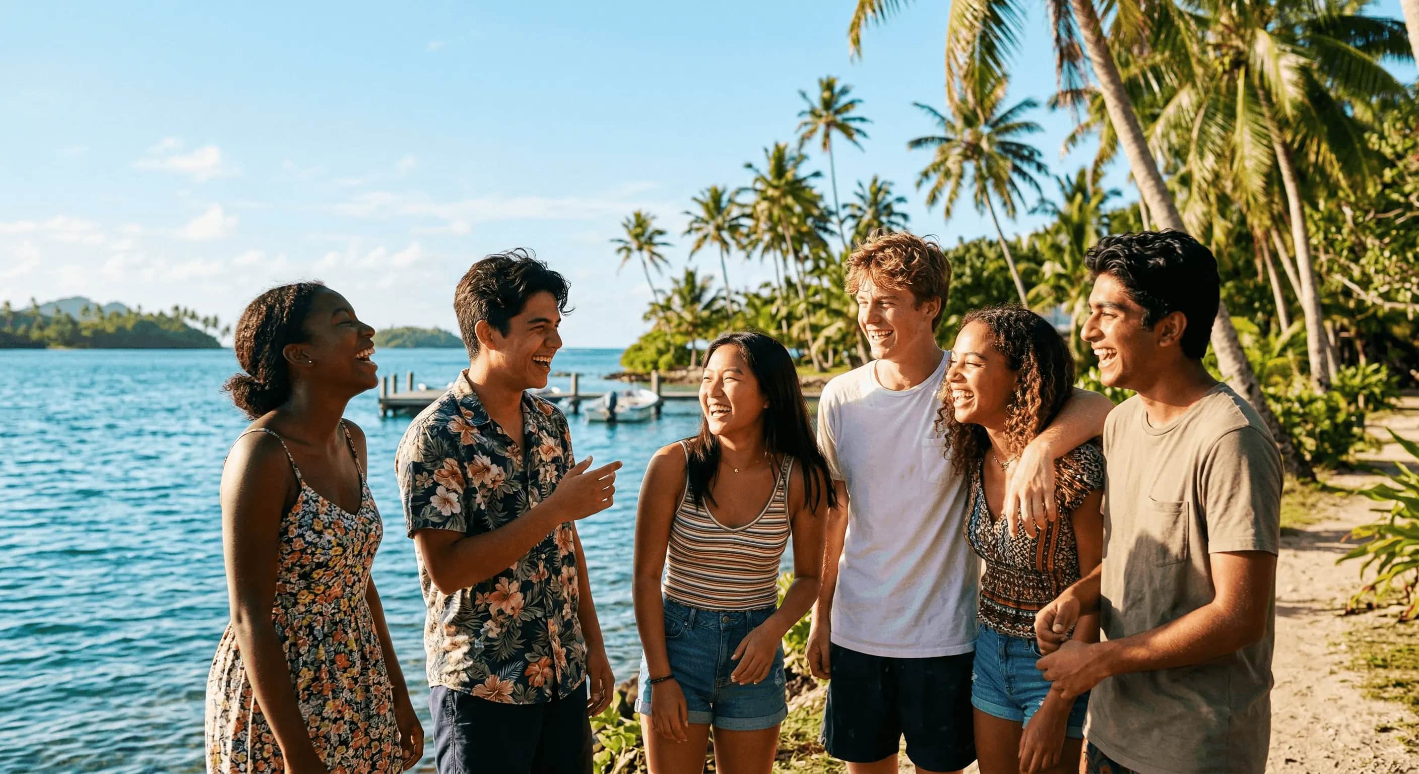 Teens laughing outdoors in West Palm Beach, Florida